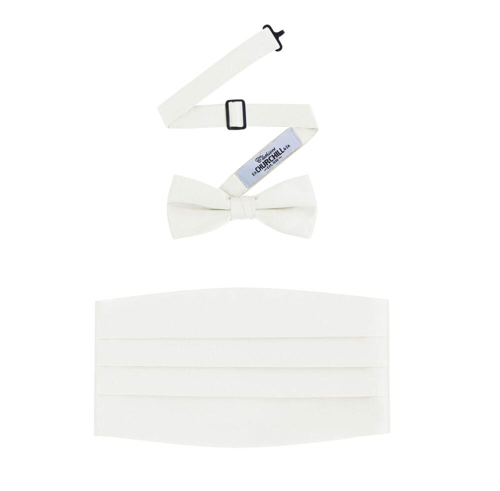 9067 Formal Satin Bowtie and Cummerbund Set - Ivory, By S. H. Churchill